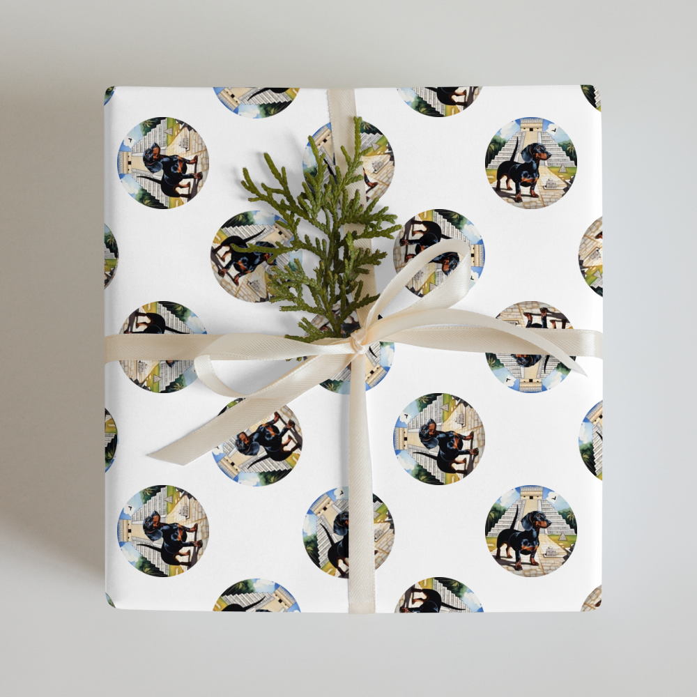 PugMug Custom Black Dachshund Wrapping Paper