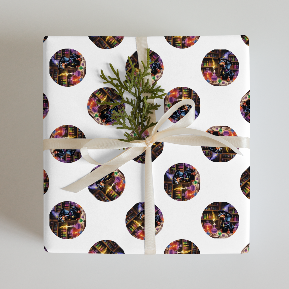 PugMug Custom Black Dachshund Wrapping Paper
