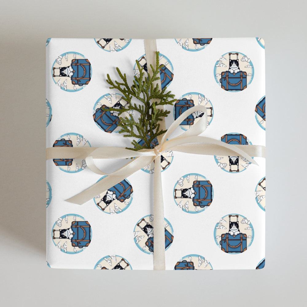 PugMug Custom Black Scottish Fold Cat Wrapping Paper