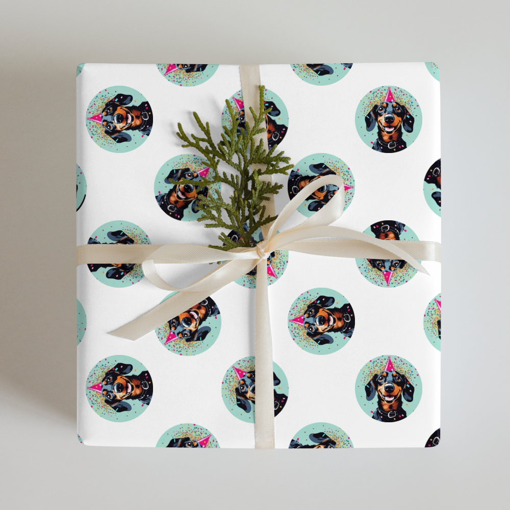 PugMug Custom Black Dachshund Wrapping Paper