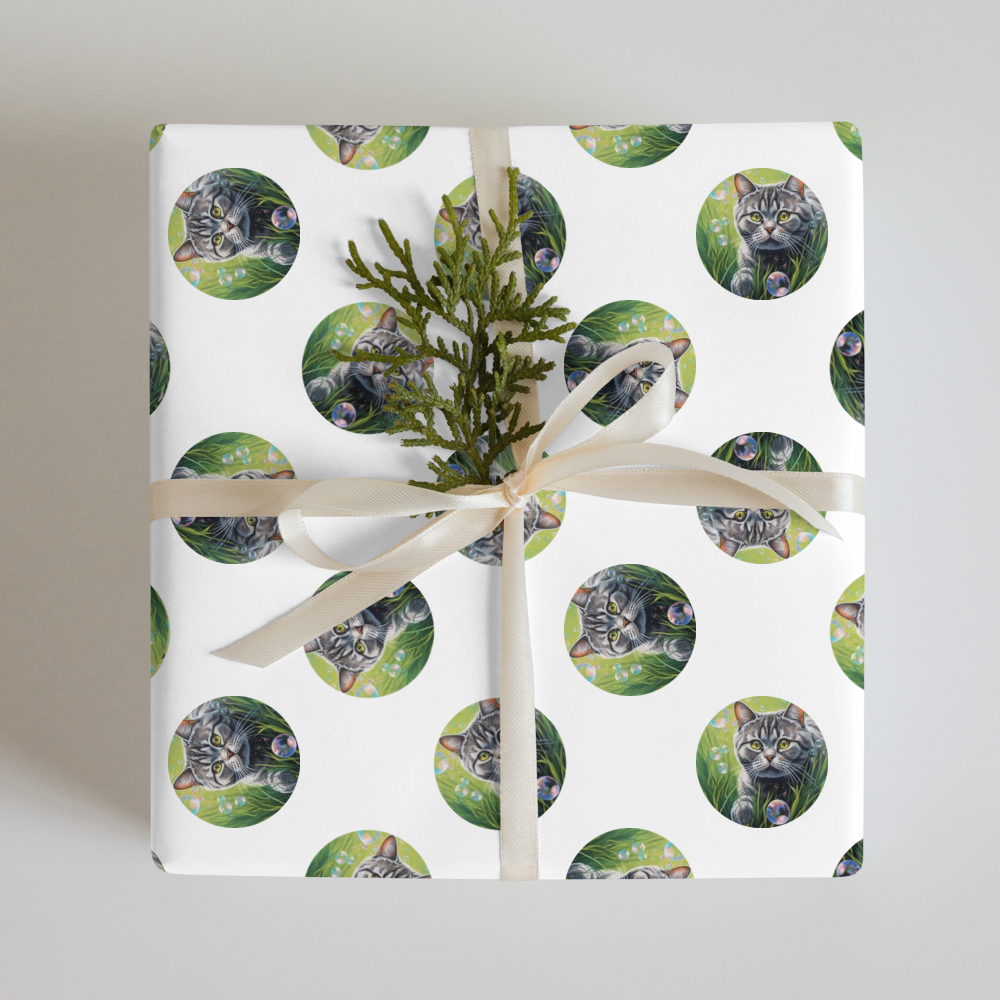 PugMug Custom Tabby British Shorthair Cat Wrapping Paper