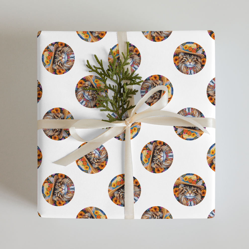 PugMug Custom Tabby Maine Coon Cat Wrapping Paper