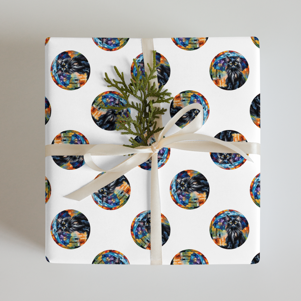 PugMug Custom Black Maine Coon Cat Wrapping Paper