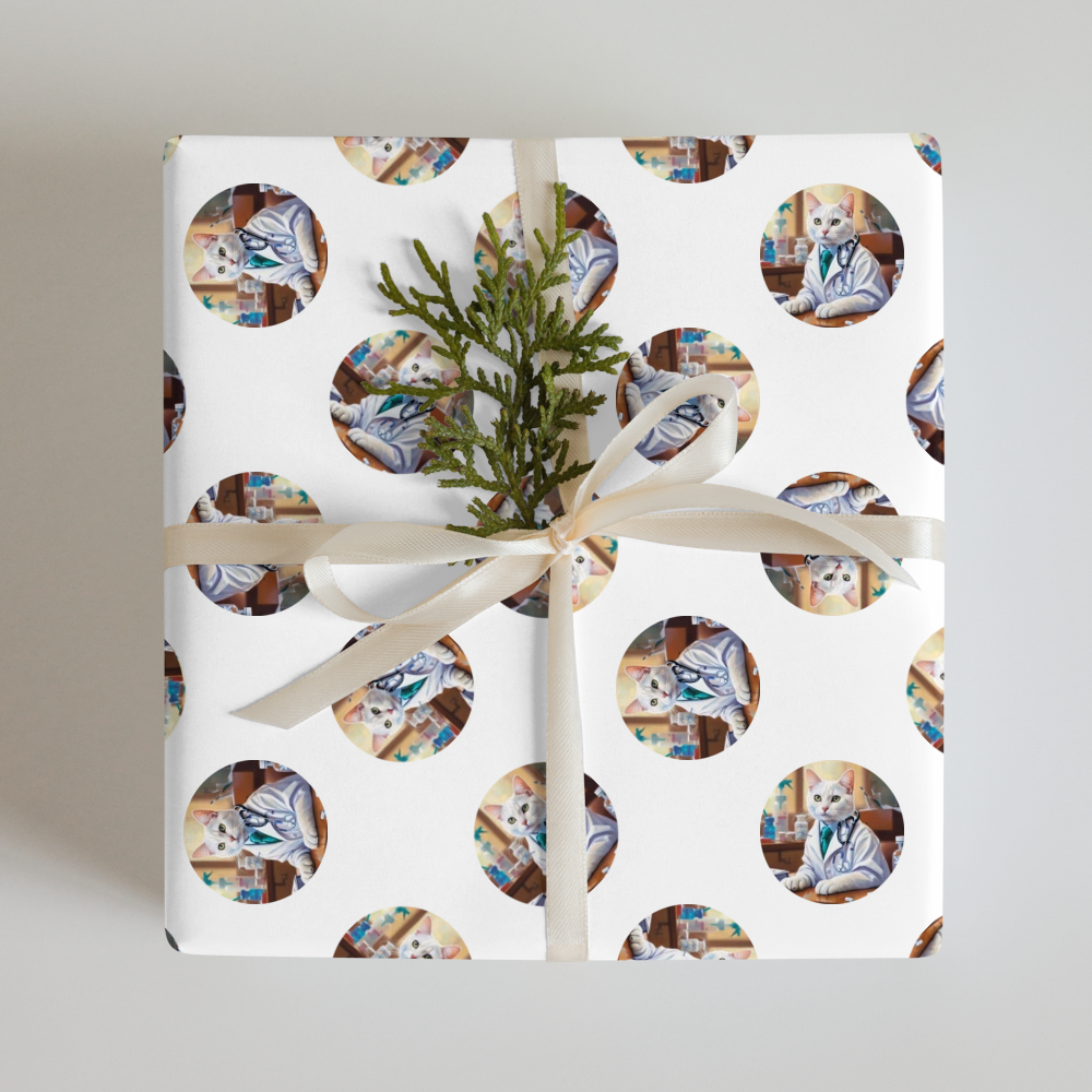 PugMug Custom White Companion Cat Wrapping Paper