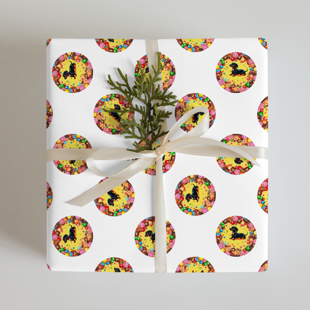PugMug Custom Black Dachshund Wrapping Paper