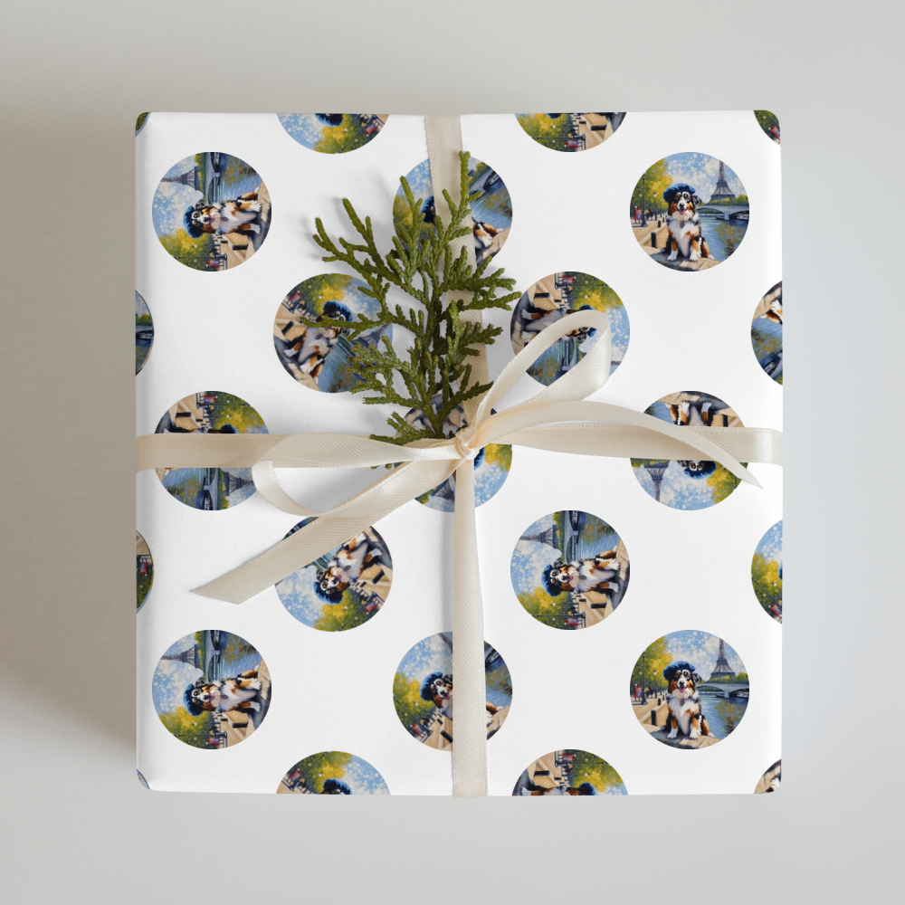 PugMug Custom Australian Shepherd Dog Wrapping Paper