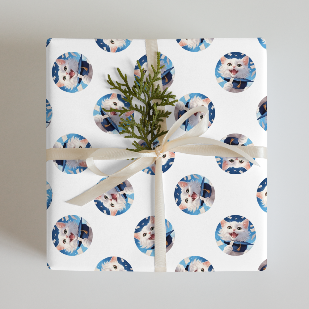 PugMug Custom White Companion Cat Wrapping Paper