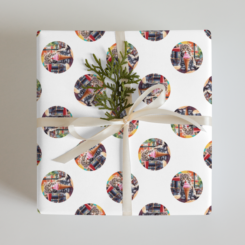 PugMug Custom Tabby Scottish Fold Cat Wrapping Paper