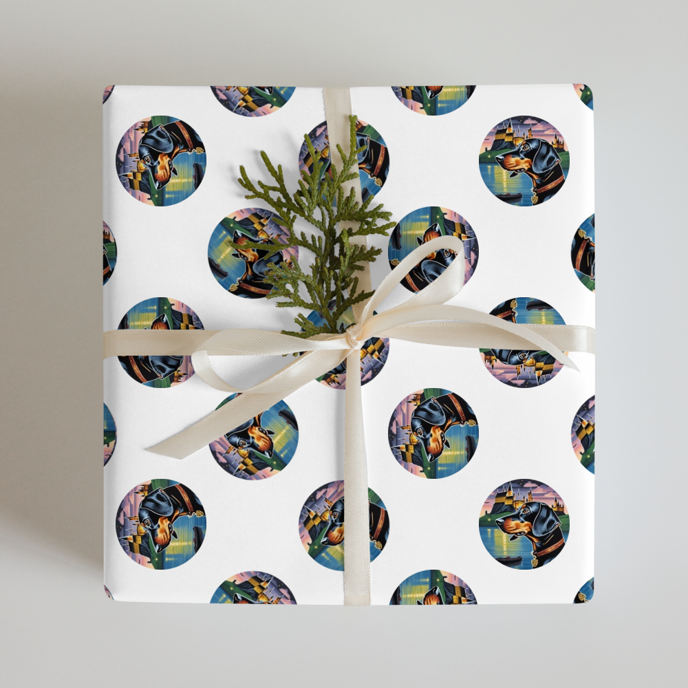 PugMug Custom Black Dachshund Wrapping Paper