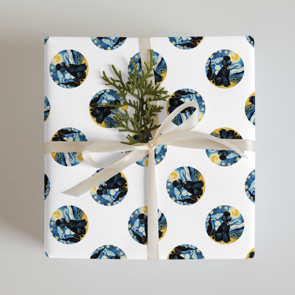 PugMug Custom Black Poodle Wrapping Paper