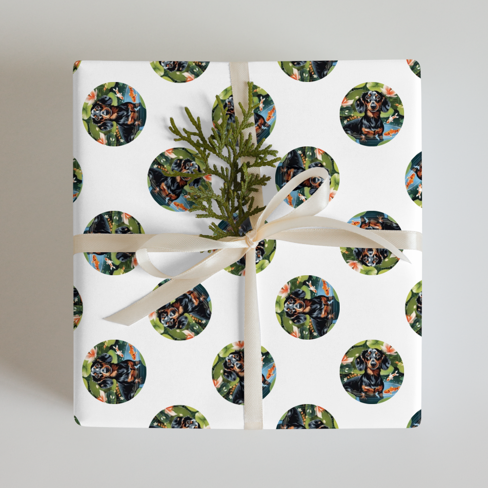 PugMug Custom Black Dachshund Wrapping Paper