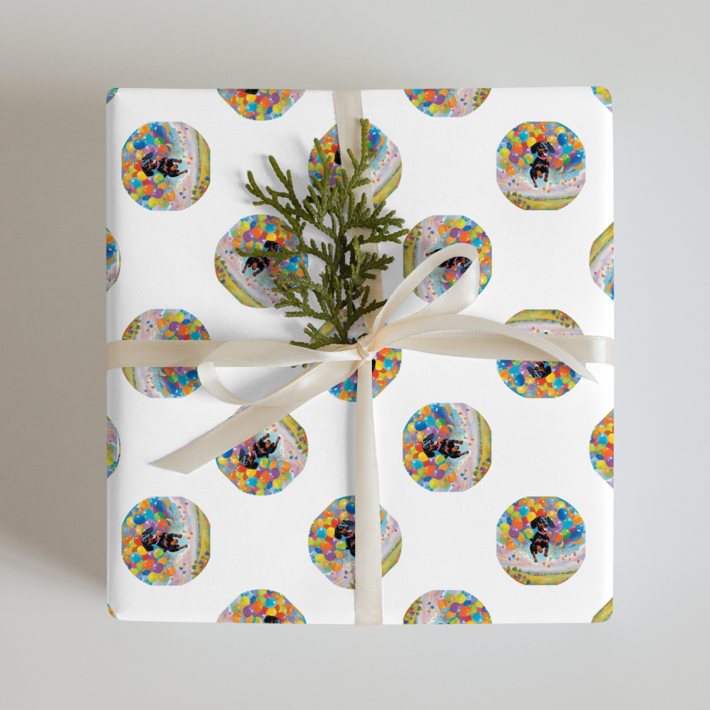 PugMug Custom Black Dachshund Wrapping Paper