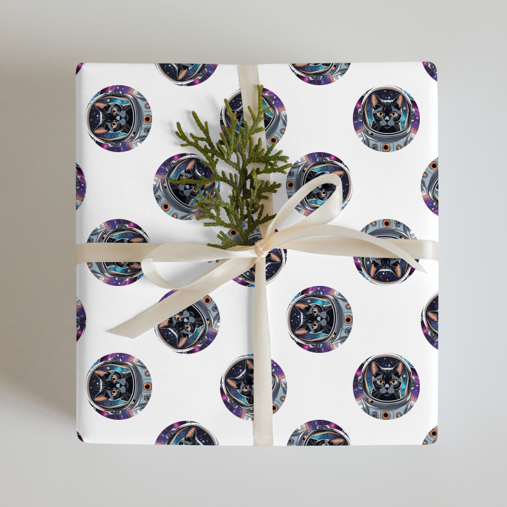 PugMug Custom Black American Shorthair Cat Wrapping Paper
