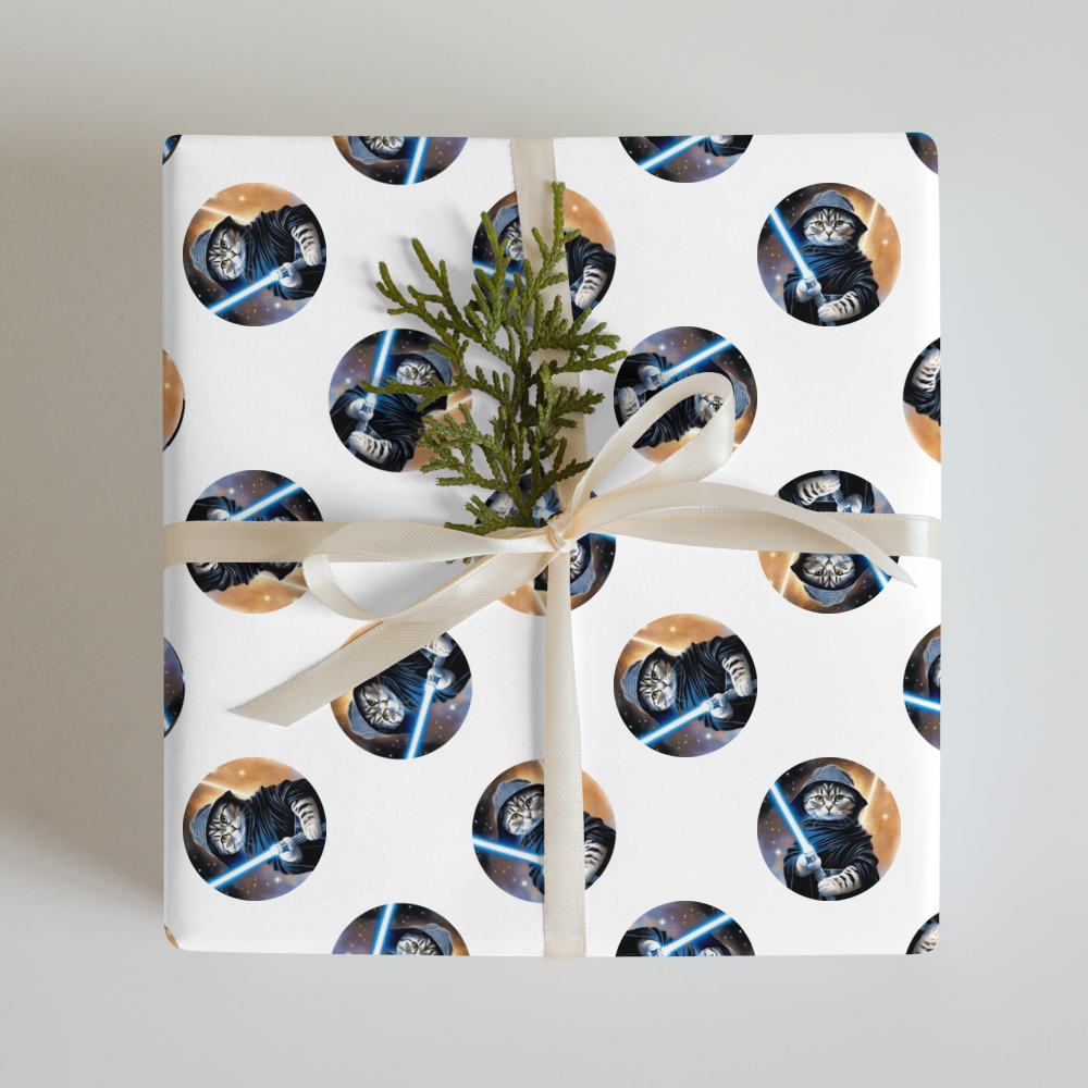 PugMug Custom Black Scottish Fold Cat Wrapping Paper