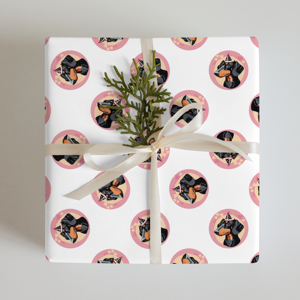 PugMug Custom Black Dachshund Wrapping Paper
