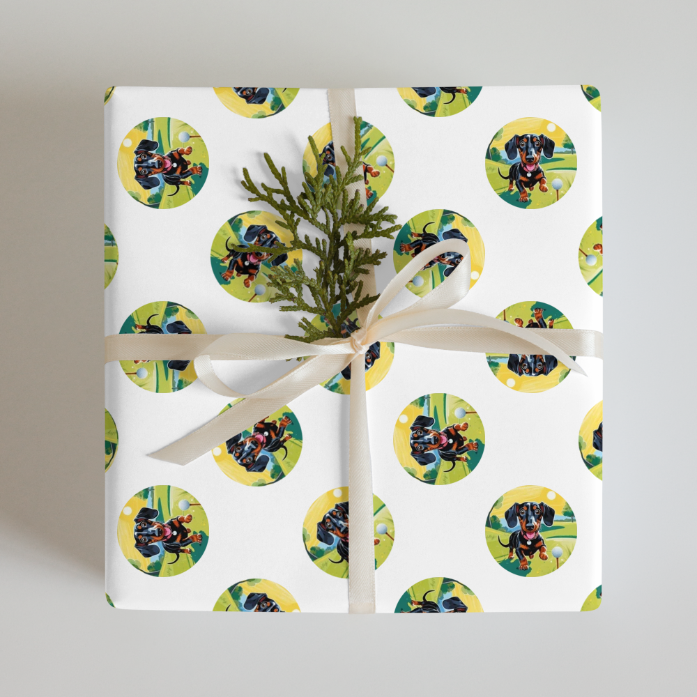 PugMug Custom Black Dachshund Wrapping Paper