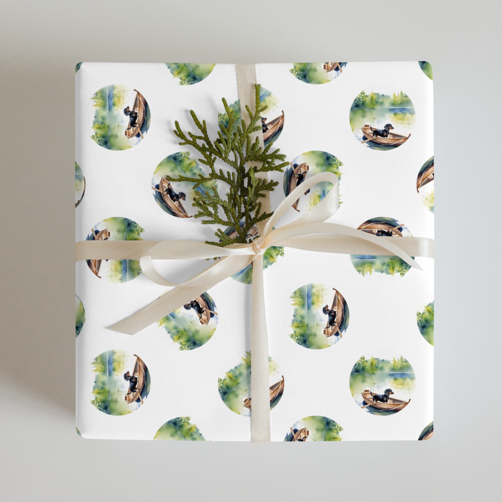 PugMug Custom Black Dachshund Wrapping Paper