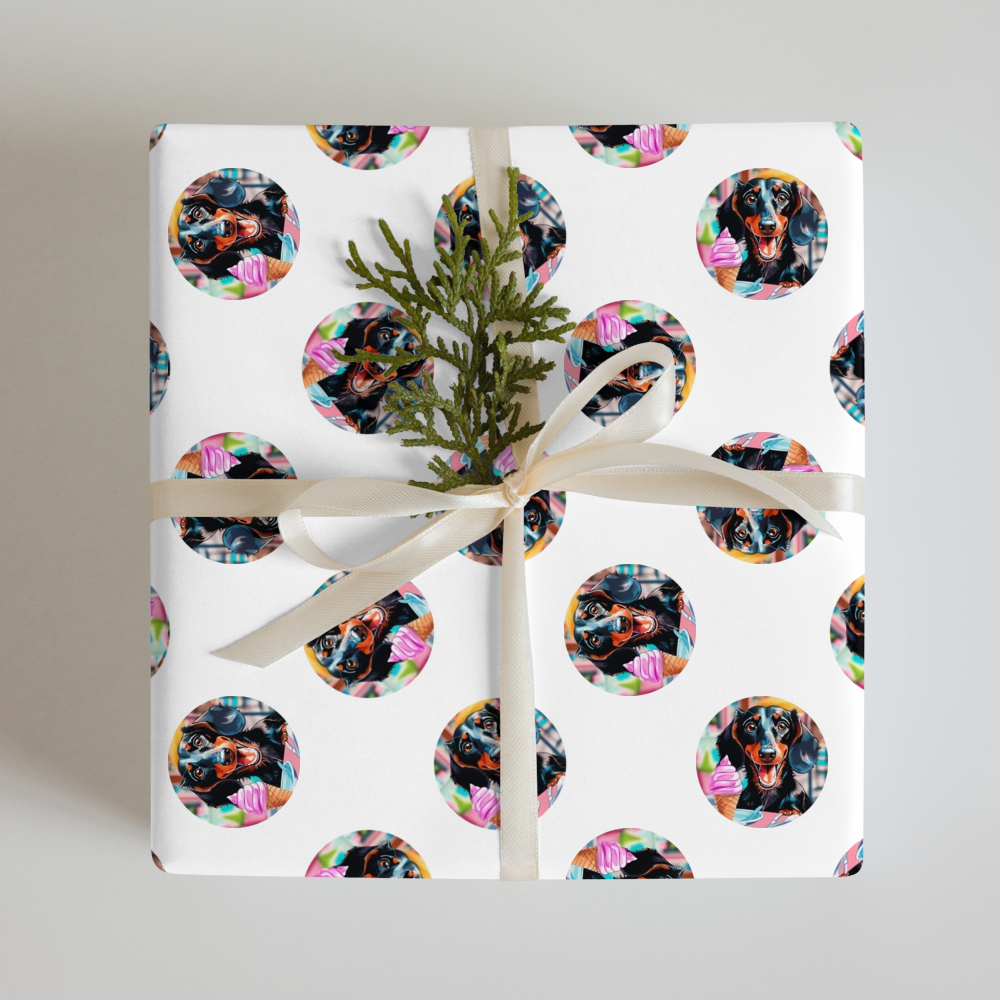PugMug Custom Black Dachshund Wrapping Paper