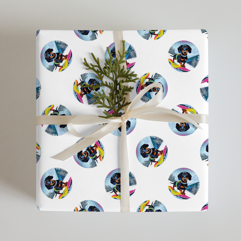 PugMug Custom Black Dachshund Wrapping Paper