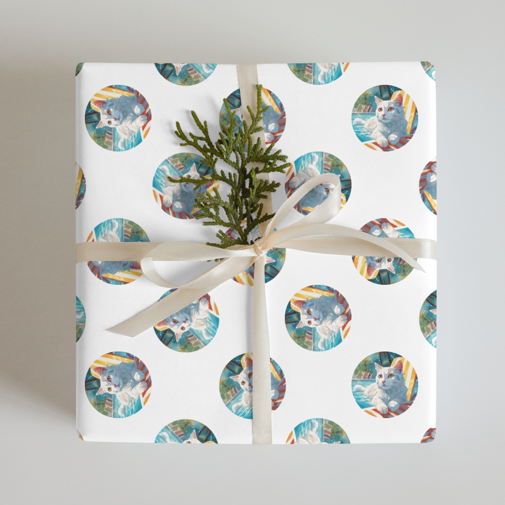 PugMug Custom White Companion Cat Wrapping Paper