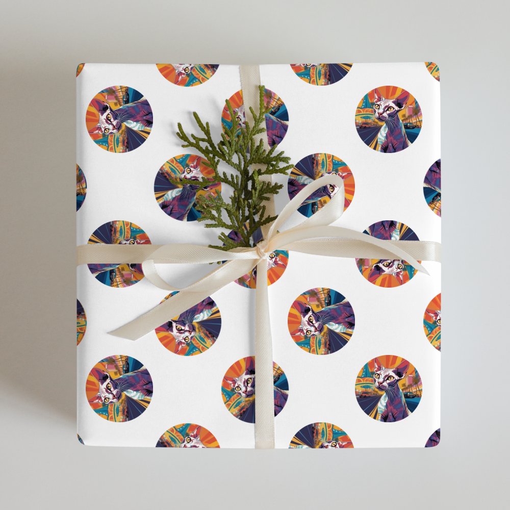 PugMug Custom Tabby Sphynx Cat Wrapping Paper