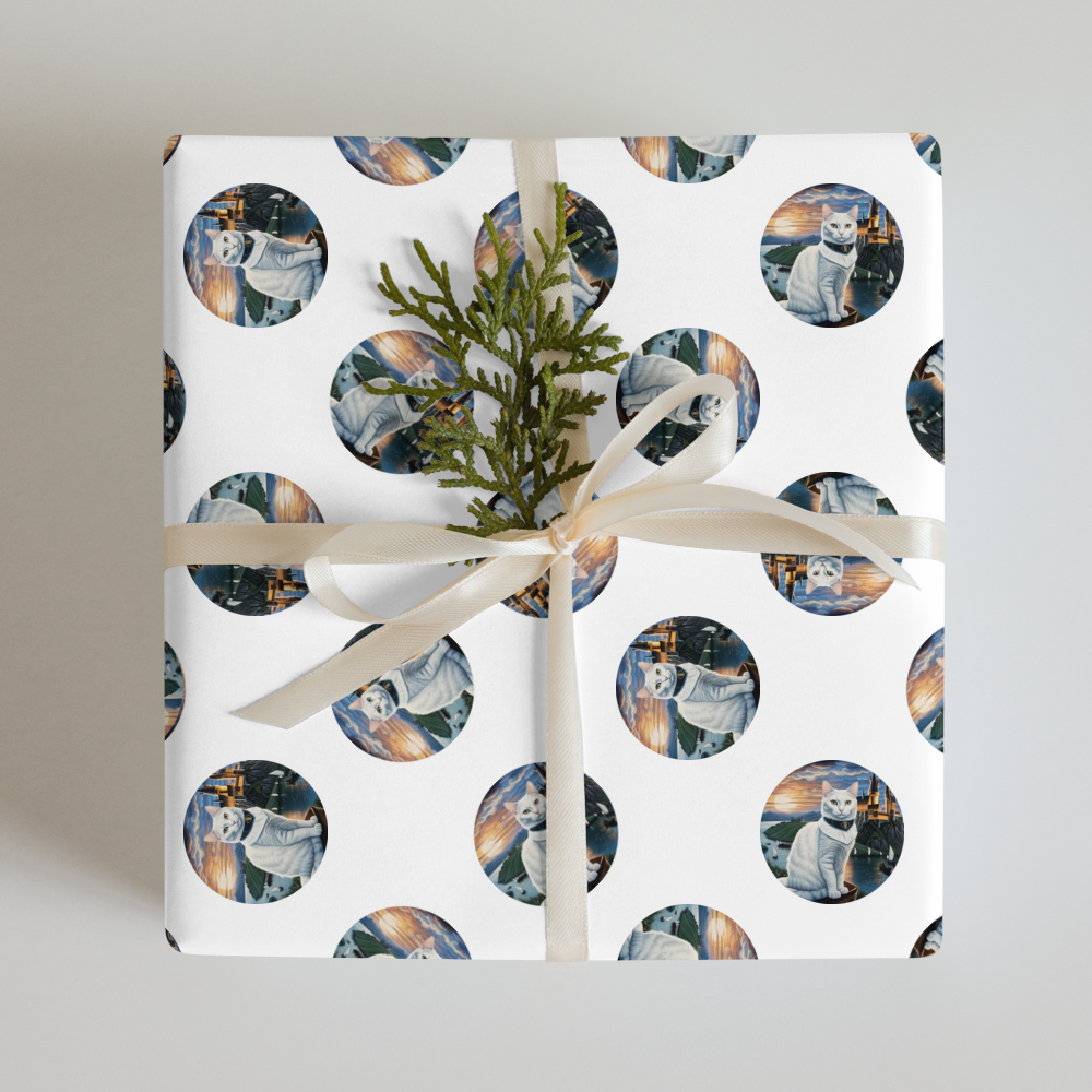 PugMug Custom White Companion Cat Wrapping Paper