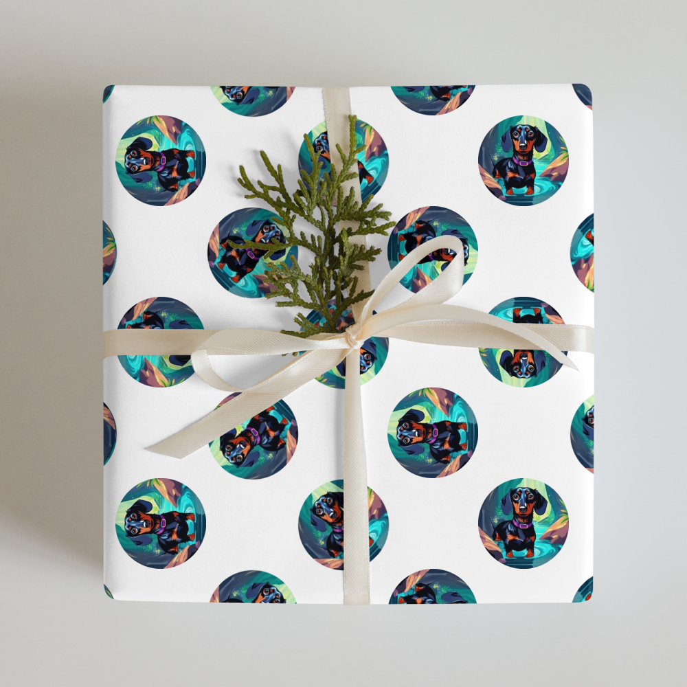 PugMug Custom Black Dachshund Wrapping Paper