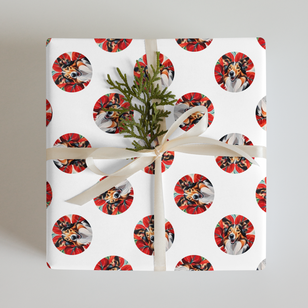 PugMug Custom Collie Wrapping Paper