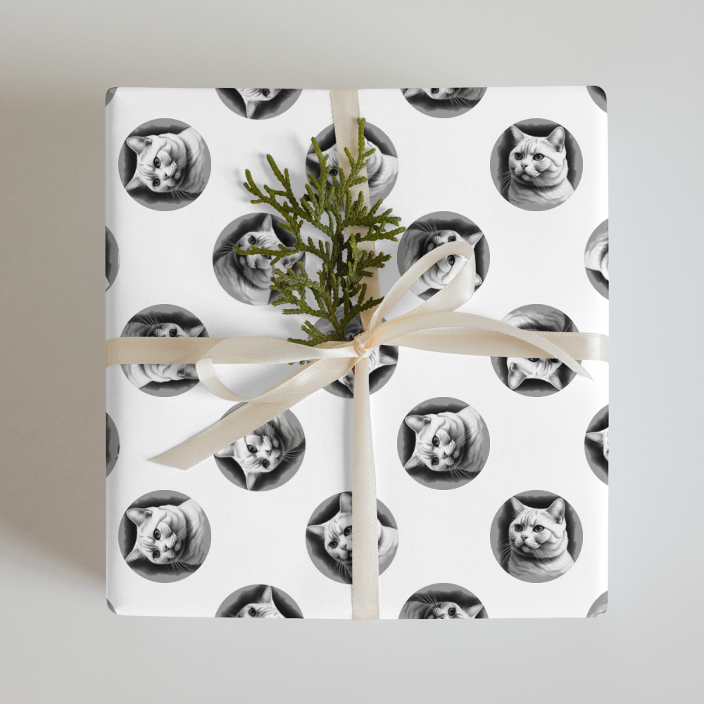 PugMug Custom White British Shorthair Cat Wrapping Paper