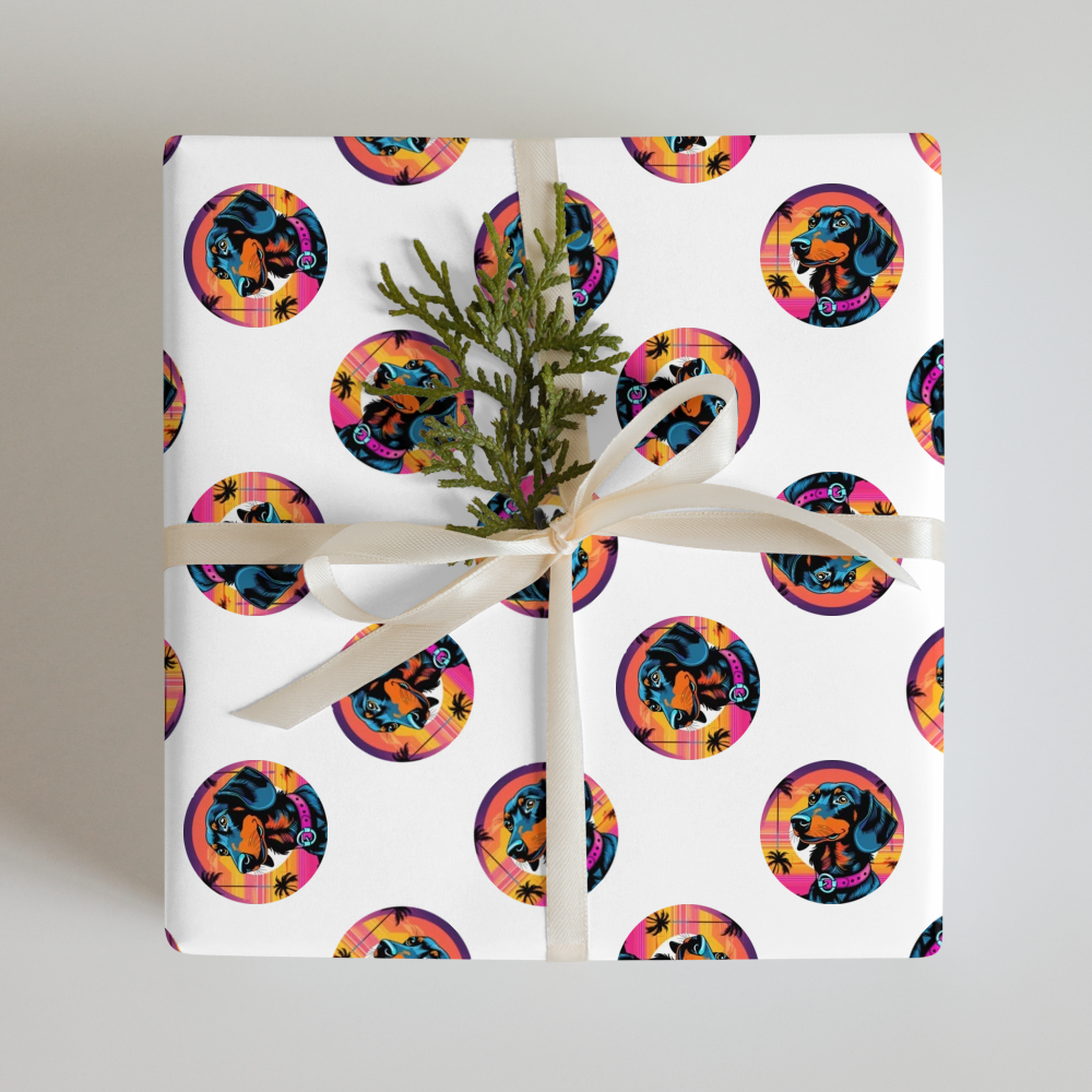 PugMug Custom Black Dachshund Wrapping Paper