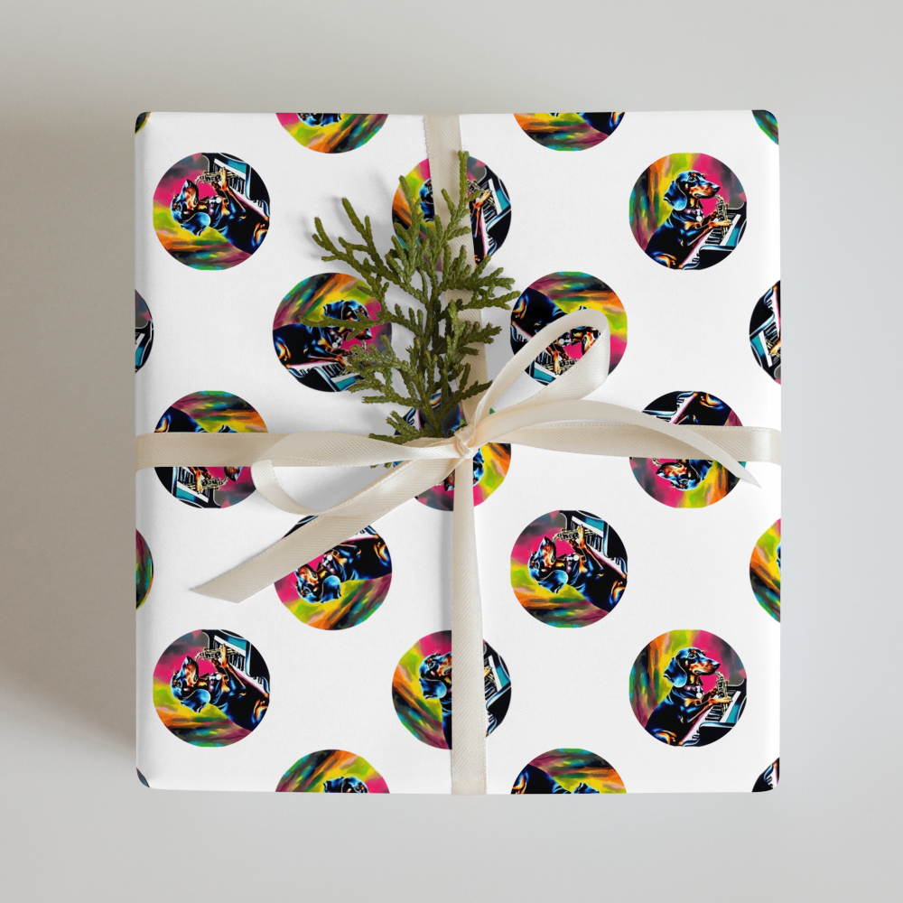 PugMug Custom Black Dachshund Wrapping Paper