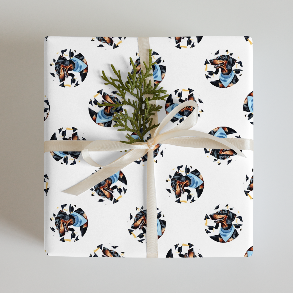 PugMug Custom Black Dachshund Wrapping Paper