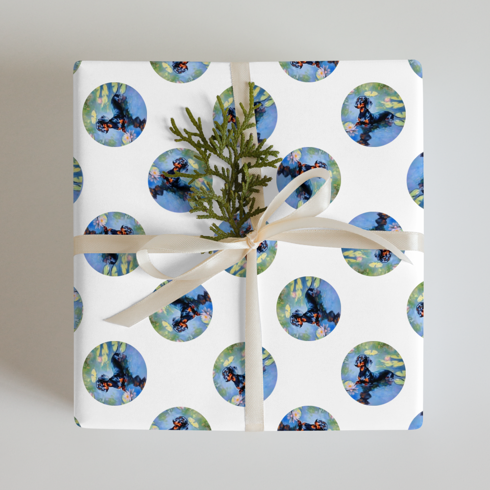 PugMug Custom Black Dachshund Wrapping Paper