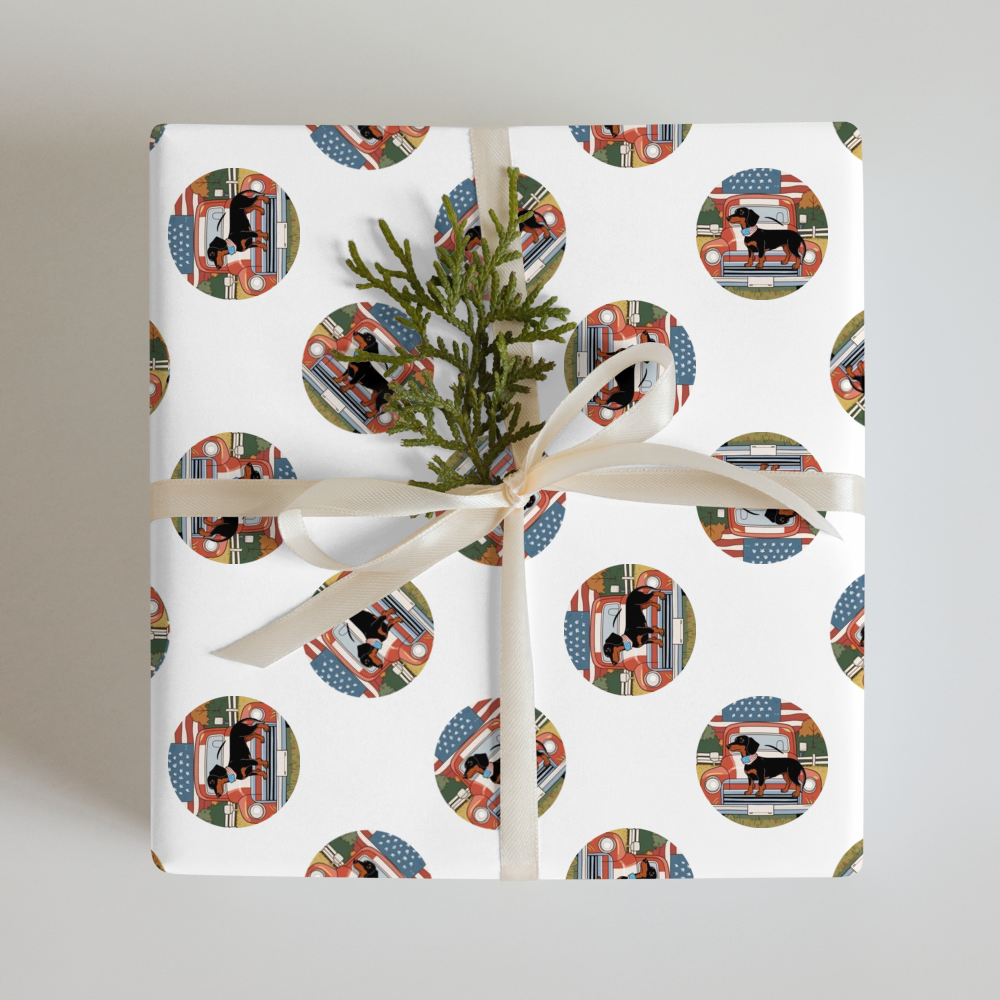 PugMug Custom Black Dachshund Wrapping Paper