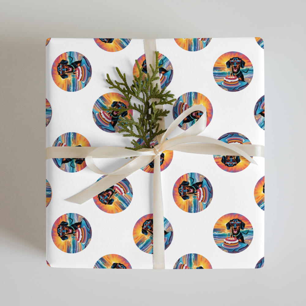 PugMug Custom Black Dachshund Wrapping Paper