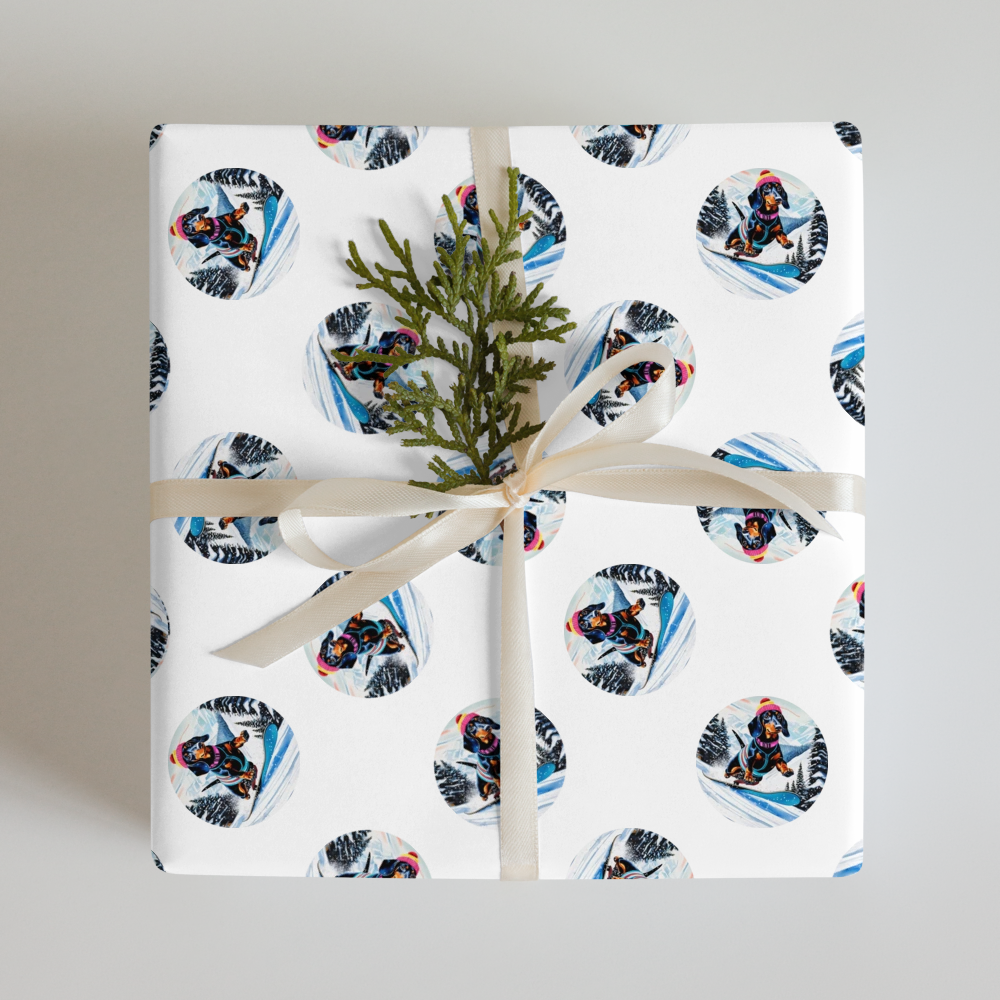 PugMug Custom Black Dachshund Wrapping Paper