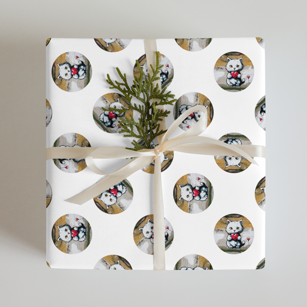 PugMug Custom White Companion Cat Wrapping Paper