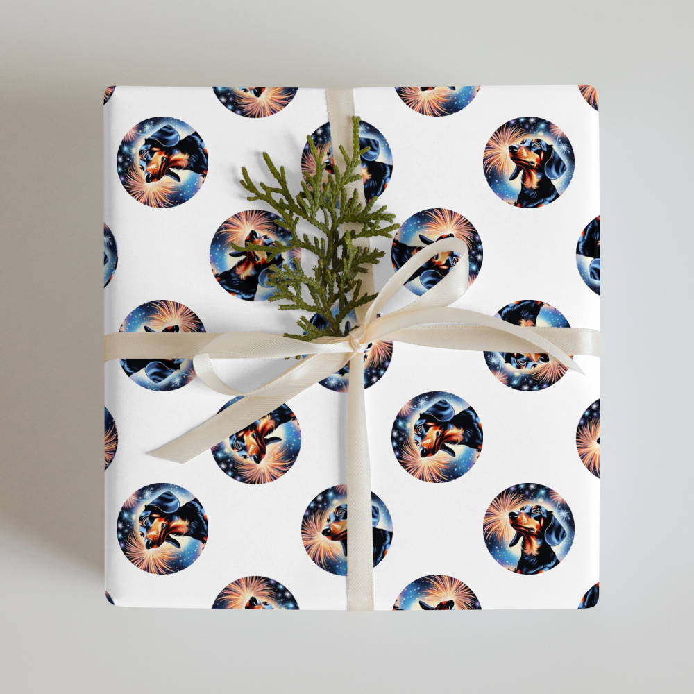 PugMug Custom Black Dachshund Wrapping Paper