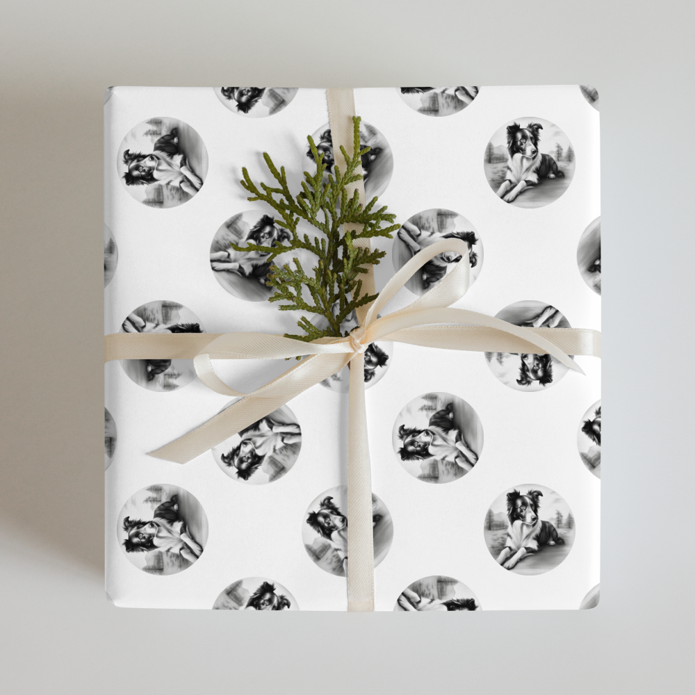 PugMug Custom Border Collie Wrapping Paper