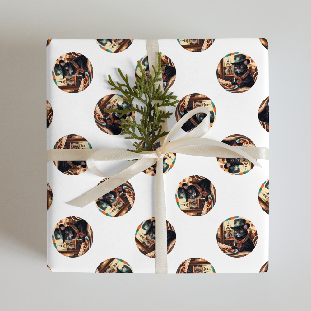 PugMug Custom Black Companion Cat Wrapping Paper