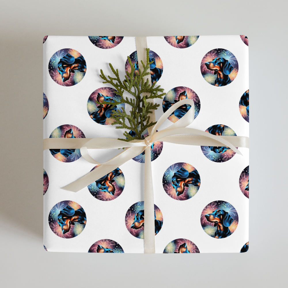 PugMug Custom Black Dachshund Wrapping Paper