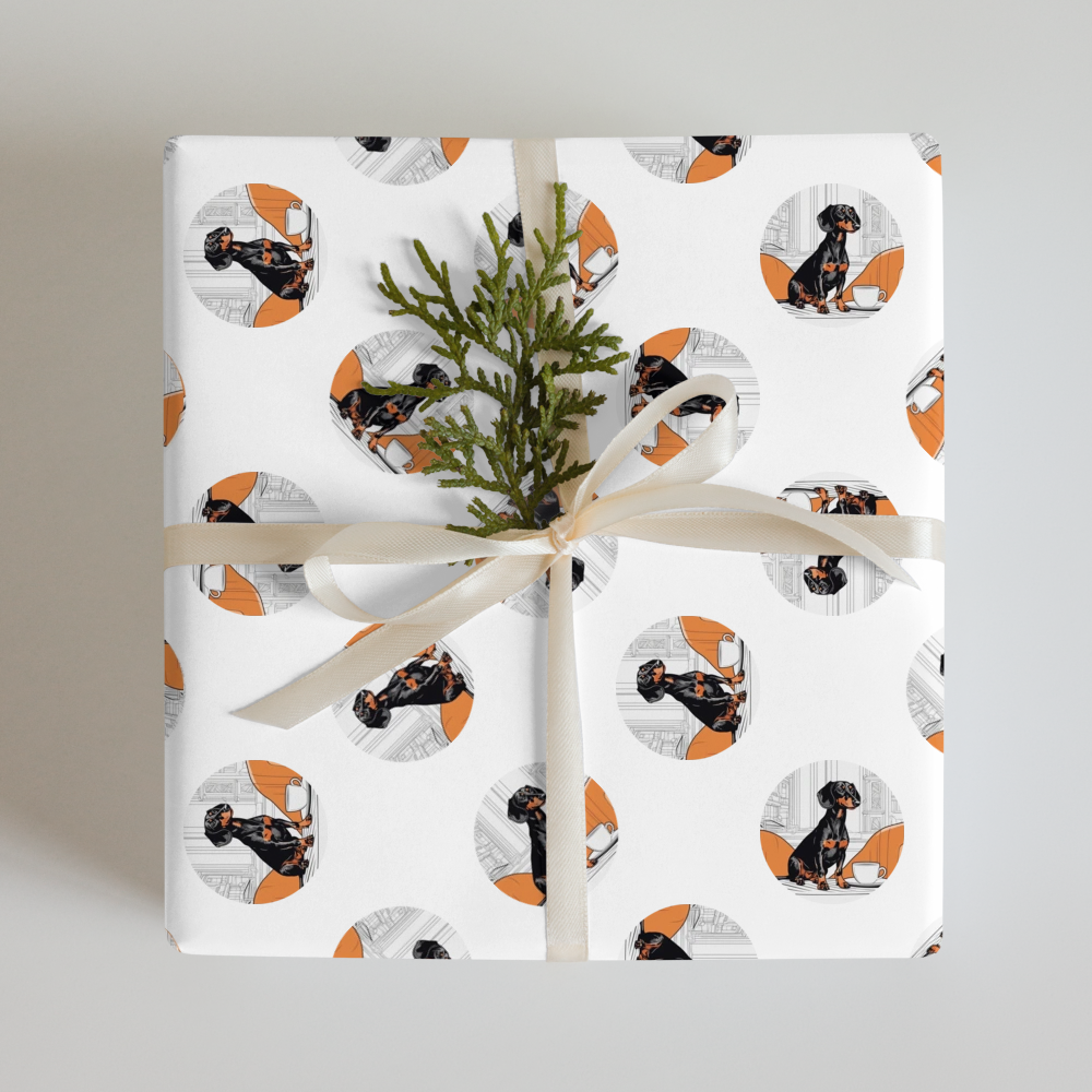 PugMug Custom Black Dachshund Wrapping Paper