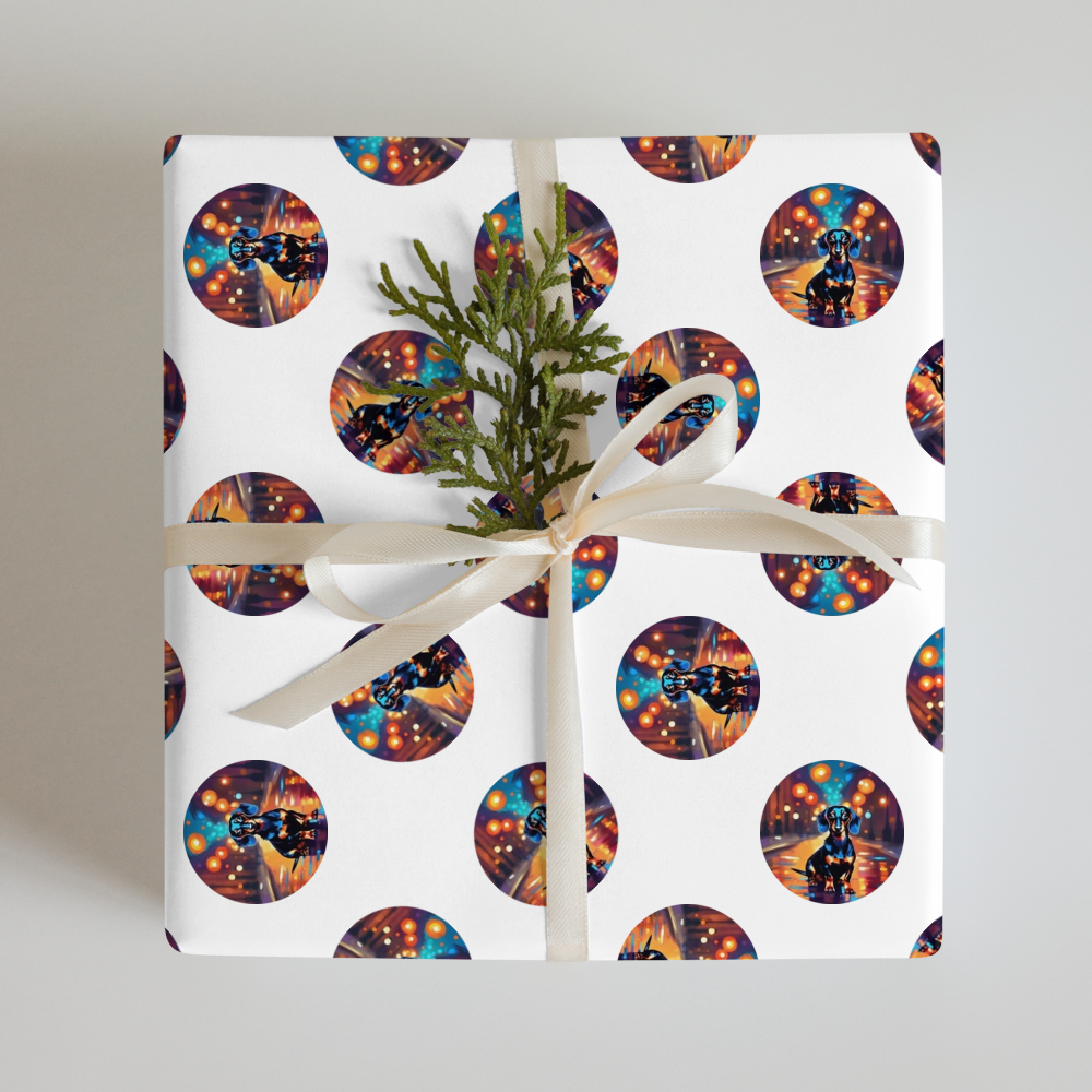PugMug Custom Black Dachshund Wrapping Paper