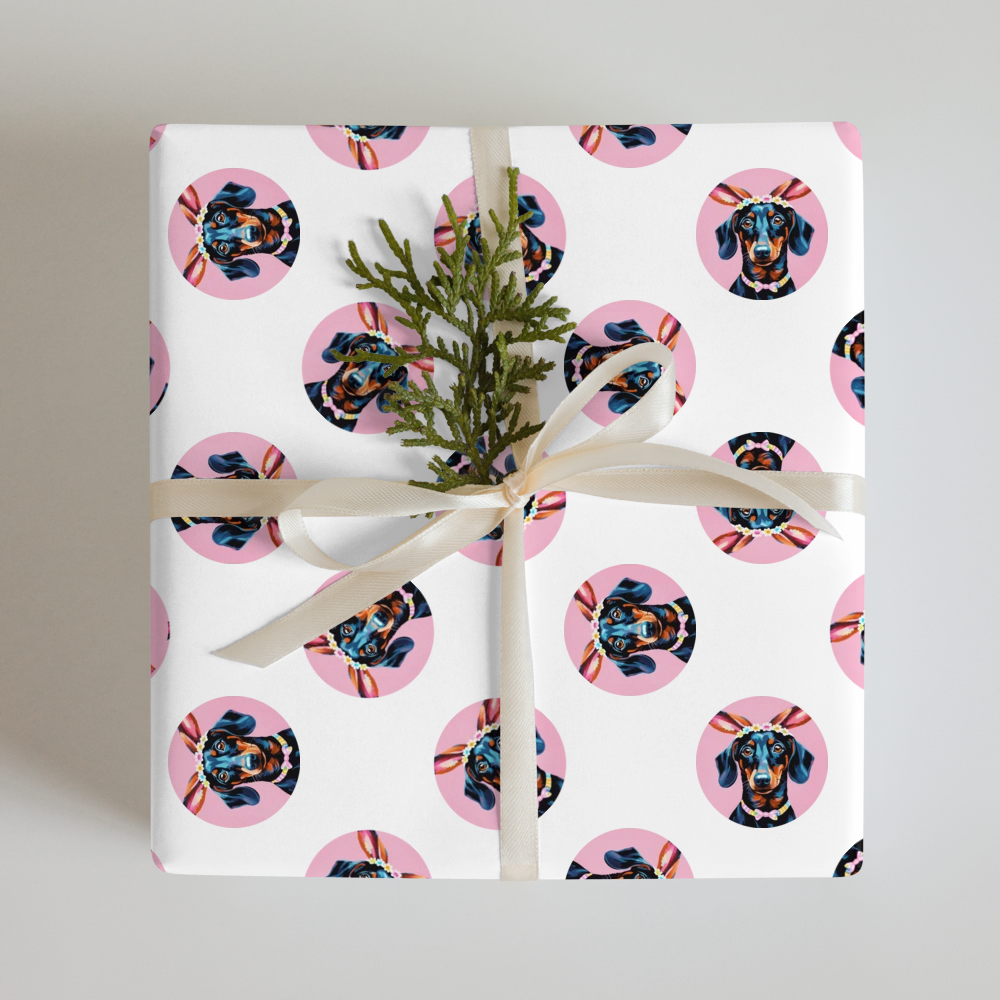 PugMug Custom Black Dachshund Wrapping Paper