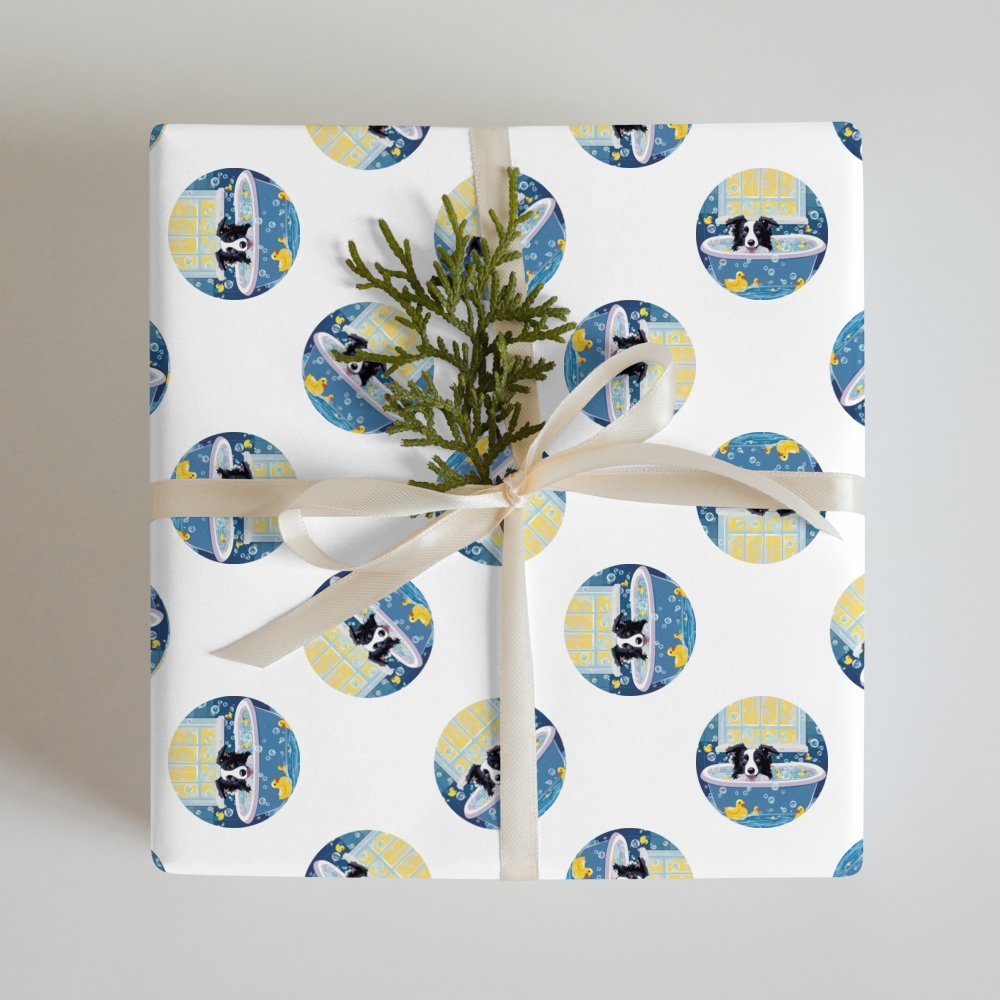PugMug Custom Border Collie Wrapping Paper