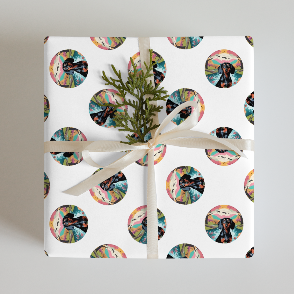 PugMug Custom Black Dachshund Wrapping Paper