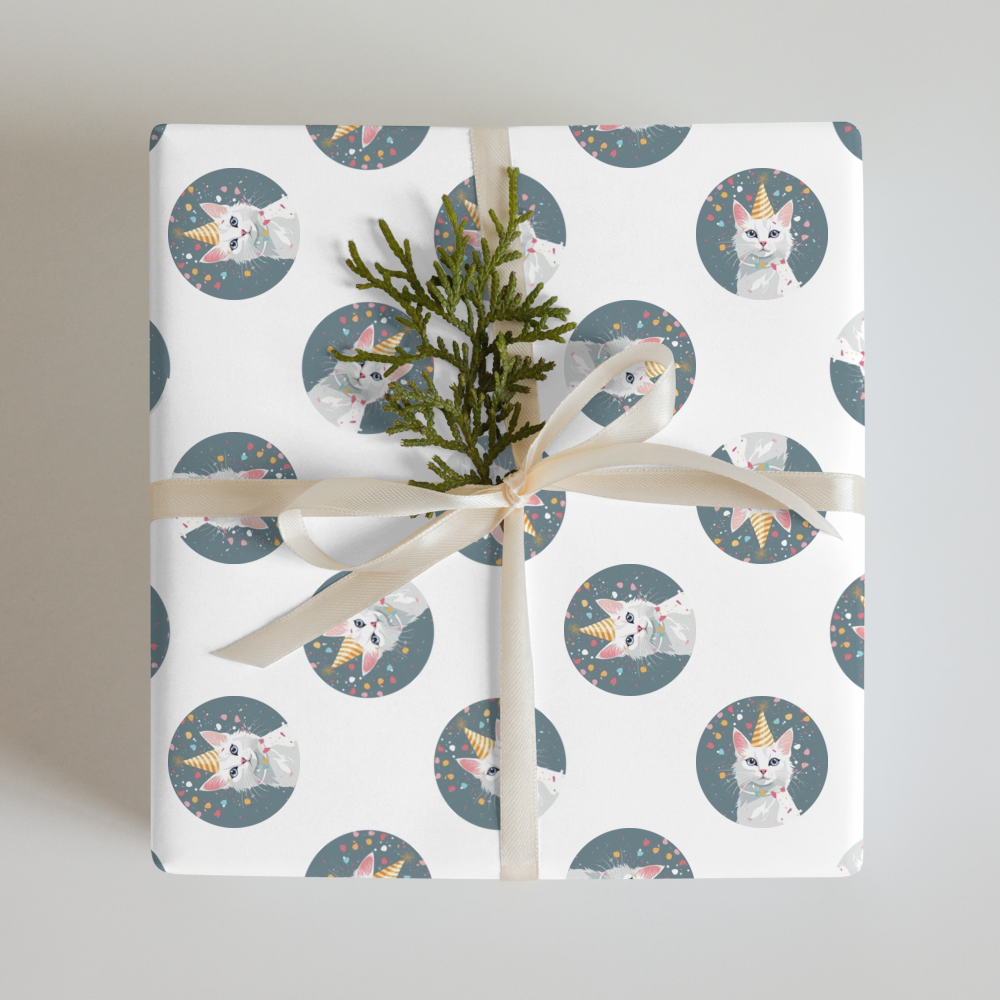 PugMug Custom White Companion Cat Wrapping Paper