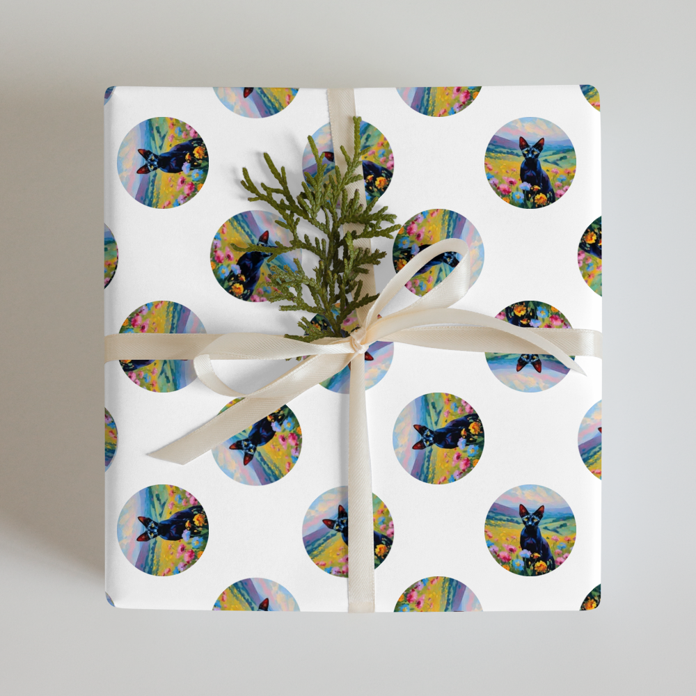 PugMug Custom Black Sphynx Cat Wrapping Paper