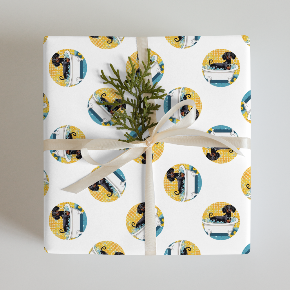 PugMug Custom Black Dachshund Wrapping Paper