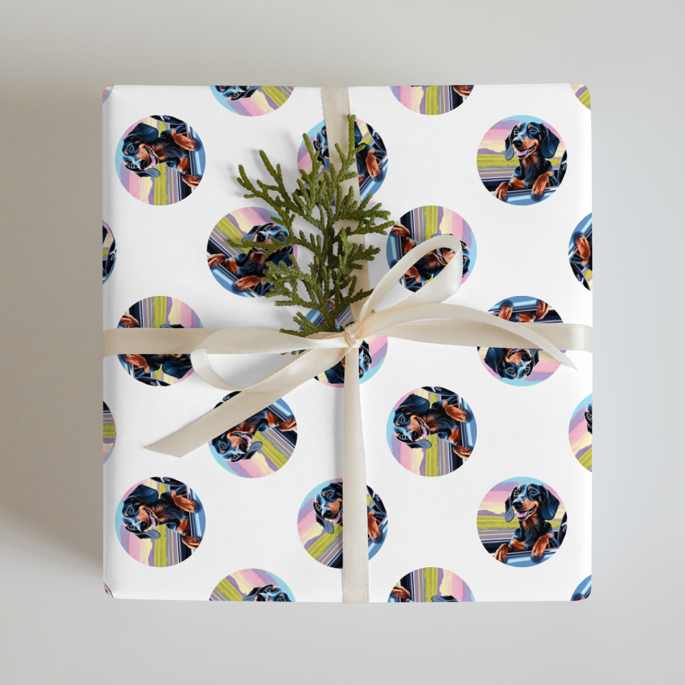 PugMug Custom Black Dachshund Wrapping Paper